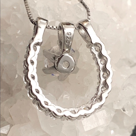 Sterling Silver 2 piece pendant necklace with Genuine Crystals - Picture 4 of 5